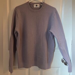 Cotton Blend Textured Pale Lavender Black Brown 1826 Crewneck